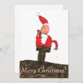 père Noël à la carte de Noël de la cheminée (Devant / Derrière)