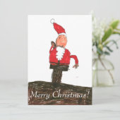 père Noël à la carte de Noël de la cheminée (Debout devant)