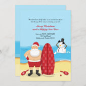 père Noël à la plage Faire-part mobile (Devant / Derrière)