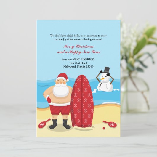 père Noël à la plage Faire-part mobile (Debout devant)