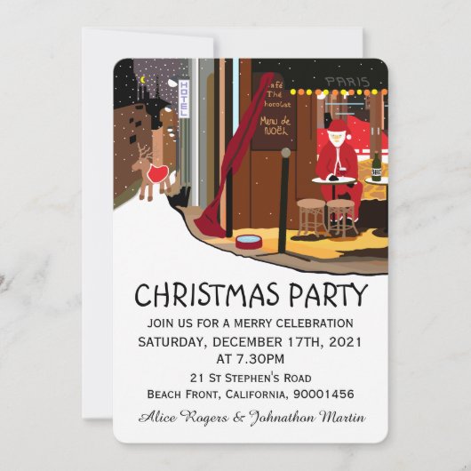 Père Noël À Paris Fête De Noël Invitation (Devant)