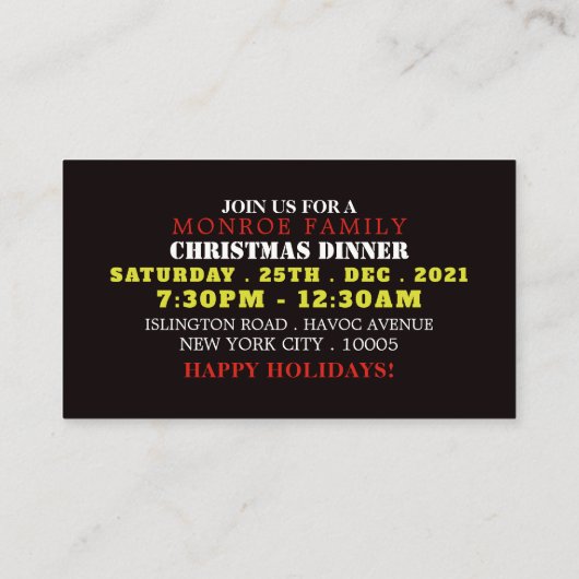 Père Noël à Paris, Invitation de billet de soirée  (Dos)