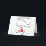 Père Noël à sa carte de Noël de bureau<br><div class="desc">Père Noël se repose à son bureau dans le Pôle Nord. Derrière lui est un graphique avec une ligne brusquement descendante représentation que combien se sont bien comportés des enfants il y a dans le monde.</div>