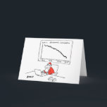 Père Noël à sa carte de Noël de bureau<br><div class="desc">Père Noël se repose à son bureau dans le Pôle Nord. Derrière lui est un graphique avec une ligne brusquement descendante représentation que combien se sont bien comportés des enfants il y a dans le monde.</div>