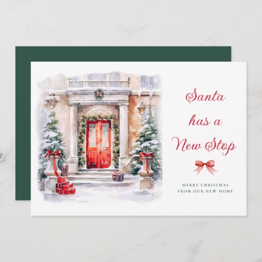 PÈRE NOËL A UN NOUVEL ARRÊT | faire-part de vacanc (Devant / Derrière)