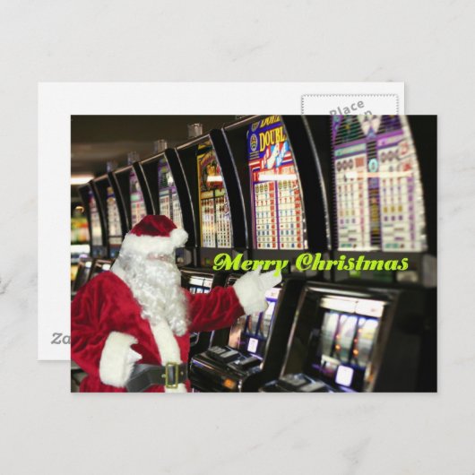 Père Noël à Vegas jouer machines à sous Carte post (Devant / Derrière)