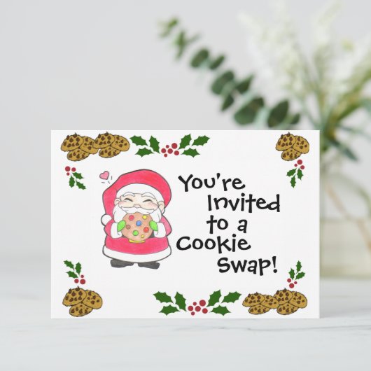 Père Noël aime Cookies Invitation (Debout devant)