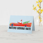 Père Noël AMUSANT EN VOITURE CARTES NOËL (Fleur jaune)