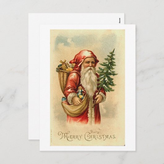 Père Noël, Arbre et Jouets Joyeux Noël Carte (Devant / Derrière)