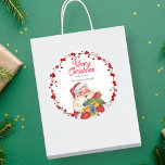 Père Noël avec cadeaux aquarelle personnalisée<br><div class="desc">Aquarelle traditionnelle Père Noël avec cadeaux personnalisés étiquettes cadeaux de Noël.</div>