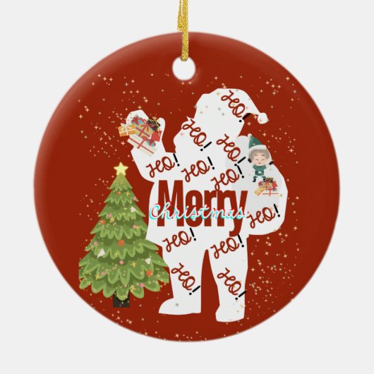 Père Noël avec cadeaux Ornements de Noël (Dos)