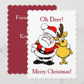 Père Noël Avec Carte Plat De Cerf (Devant / Derrière)