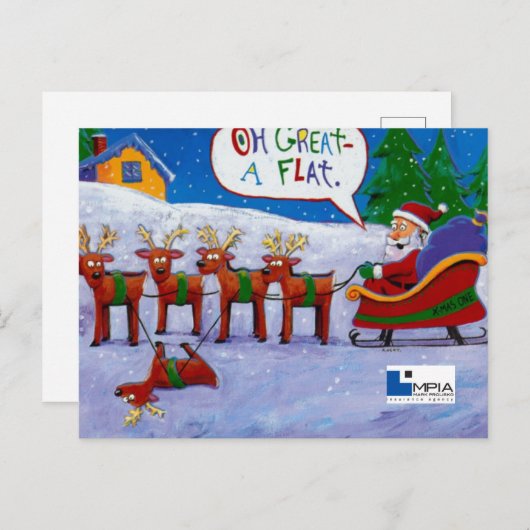 Père Noël avec carte postale Reindeer (Devant / Derrière)