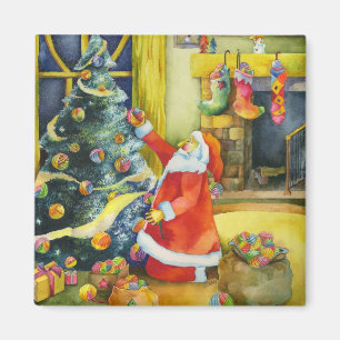 Père Noël avec des boules de fil : Aimant de No