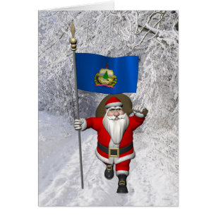 Père Noël Avec Drapeau Du Vermont