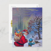 PÈRE NOËL AVEC ENFANT DANS LA CARTE DE VACANCES DE (Devant / Derrière)