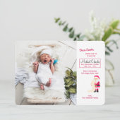 Père Noël avec le faire-part de naissance de photo (Debout devant)