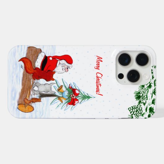 Père Noël avec Renard de lapin et écureuil (Verso Horizontal)