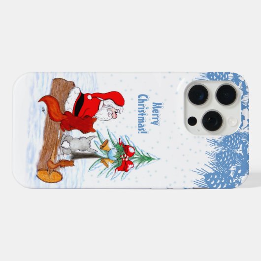 Père Noël avec Renard de lapin et écureuil (Verso Horizontal)