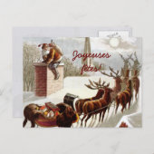 Père Noël avec traîneau et renne cartes postales (Devant / Derrière)
