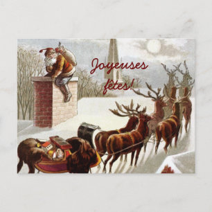 Père Noël avec traîneau et renne cartes postales Briefkaart