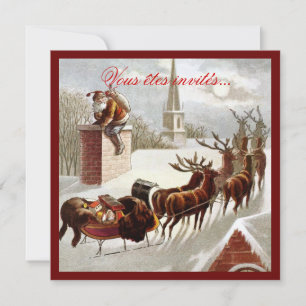 Père Noël avec traîneau et renne uitnodigingen