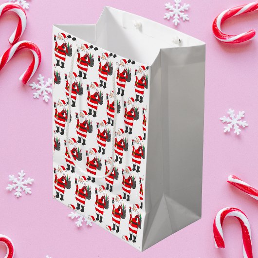 Père Noël Avec Vin Rouge Verre & Vin Sac Noël