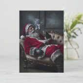 Père Noël Avoir une fumée et un verre - Carte uniq (Debout devant)