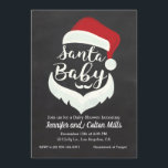 Père Noël Baby - Baby shower Chalkboard Invitation<br><div class="desc">Célébrez une journée très spéciale avec cet adorable invitation de Baby shower Père Noël. Il est doté d'un arrière - plan de tableau noir moderne avec chapeau et barbe de Santa.</div>