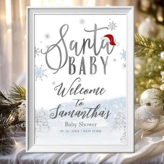 Père Noël Baby Baby shower de Noël Affiche de bien
