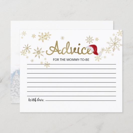 Père Noël Baby Budget Baby shower Cartes de consei (Devant / Derrière)