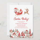 Père Noël Baby Christmas Baby shower Invitation (Devant)