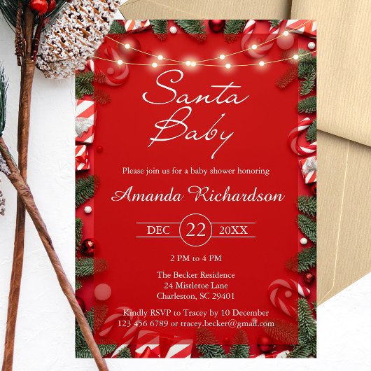 Père Noël Baby Christmas Baby shower Invitation