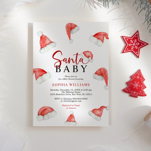 Père Noël Baby Christmas Baby shower Invitation