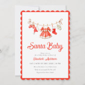 Père Noël Baby Girl Baby shower Invitation (Devant)