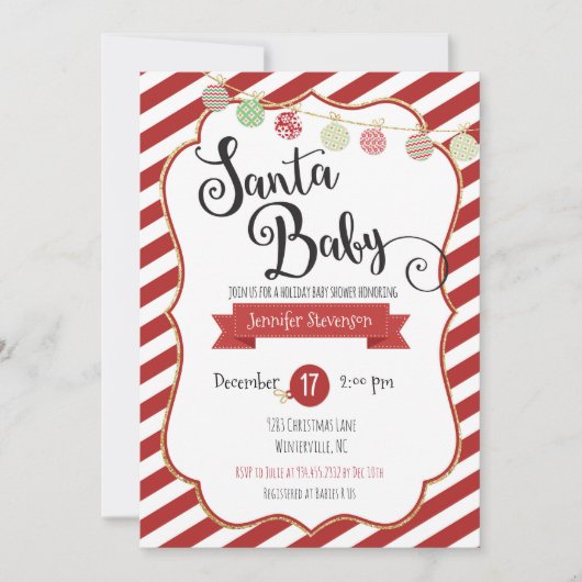 Père Noël Baby Holiday Baby shower Invitation (Devant)