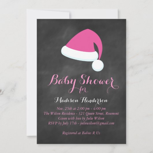 Père Noël Baby shower Invitation - rose (Devant)