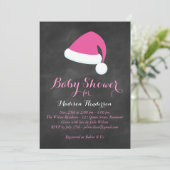 Père Noël Baby shower Invitation - rose (Debout devant)