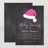 Père Noël Baby shower Invitation - rose (Devant / Derrière)