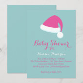 Père Noël Baby shower Invitation - rose & turquois (Devant / Derrière)