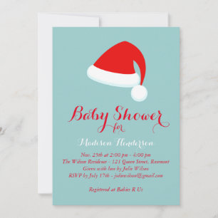 Père Noël Baby shower Invitation - rouge & turquoi