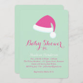 Père Noël Baby shower Invitation - vert menthe (Devant / Derrière)