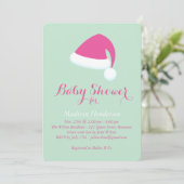 Père Noël Baby shower Invitation - vert menthe (Debout devant)