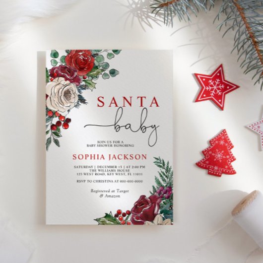 Père Noël Baby Winter Baby shower Invitation