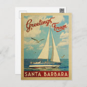 Père Noël Barbara Carte postale Voilier Vintage Ca (Devant / Derrière)