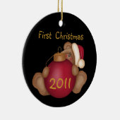 Père Noël Bear Customisé 1er ornement de Noël (Droite)