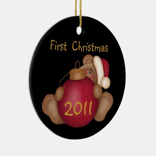 Père Noël Bear Customisé 1er ornement de Noël (Droite)