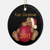 Père Noël Bear Customisé 1er ornement de Noël (Gauche)