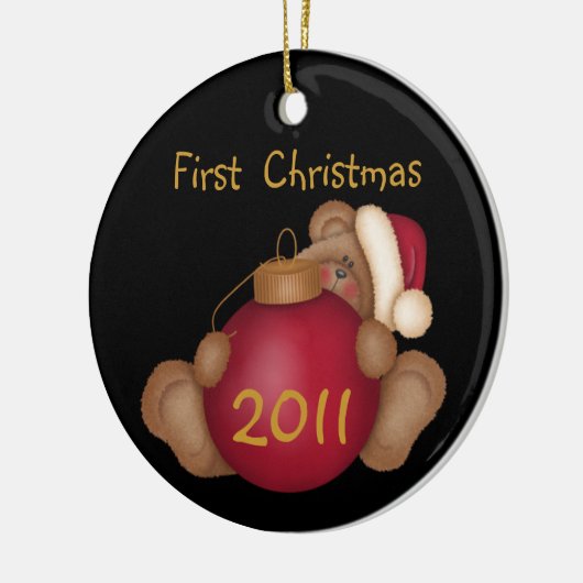 Père Noël Bear Customisé 1er ornement de Noël (Gauche)