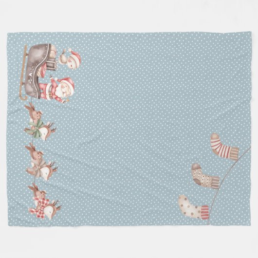 Père Noël bleue dans la couverture en toison de Sl (Devant (Horizontal))